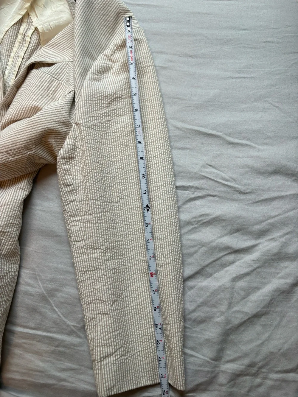 J.Crew 44R Tan Seersucker Cotton Blazer Sport Coat Two Button